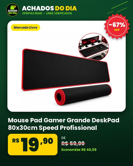 Mouse Pad Gamer Grande DeskPad 80x30cm Speed Profissional Base Antiderrapante Borda Costurada Premium para