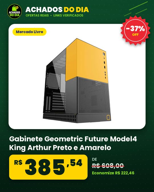 Gabinete Geometric Future Model4 King Arthur Preto e Amarelo