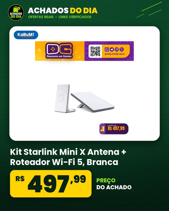 Kit Starlink Mini X Antena + Roteador Wi-Fi 5 - Branca