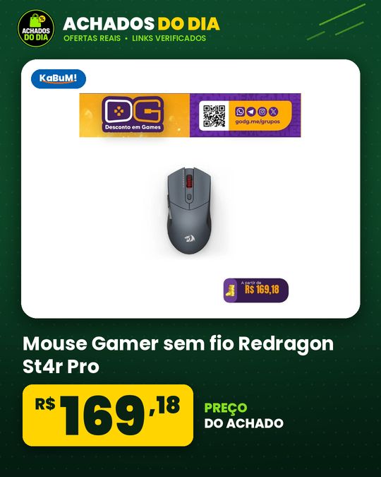 Mouse Gamer sem fio Redragon St4r Pro
