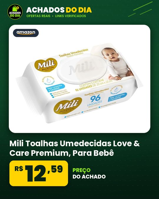 Mili Toalhas Umedecidas Love & Care Premium, Para Bebê, Com Aloe Vera E Calêndula, Dermatologicamente Testadas