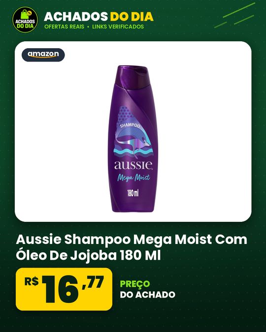 Aussie Shampoo Mega Moist Com Óleo De Jojoba 180 Ml