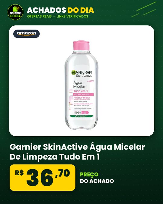 Garnier SkinActive Água Micelar De Limpeza Tudo Em 1, Solução Demaquilante Que Limpa, 400mL