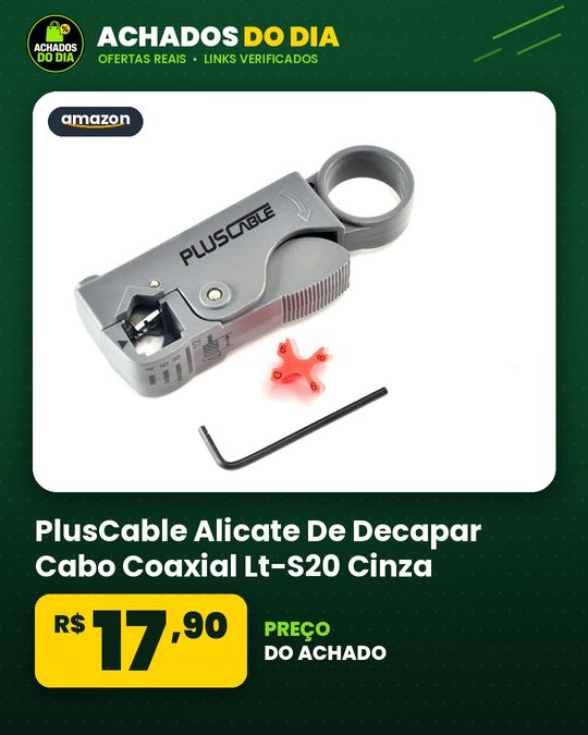PlusCable Alicate De Decapar Cabo Coaxial Lt-S20 Cinza - Com 2 Lâminas Compatível Com Cabos De 4 6 8 E 12Mm