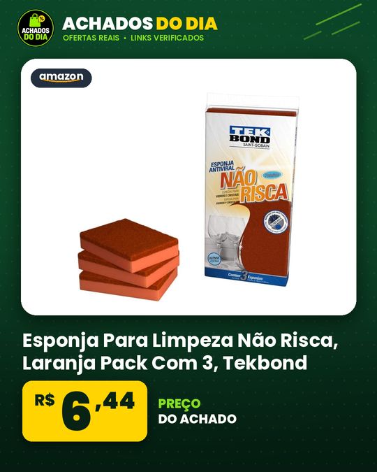 Esponja Para Limpeza Não Risca, Laranja Pack Com 3, Tekbond