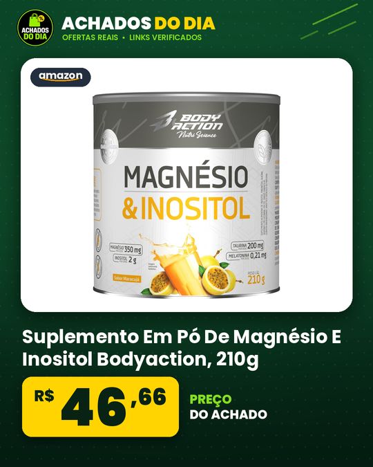 Suplemento Em Pó De Magnésio E Inositol Bodyaction, 210g
