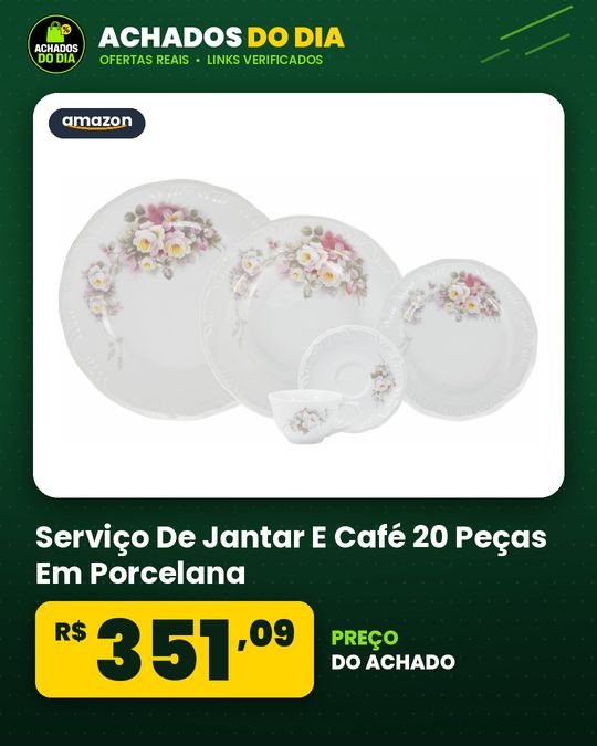 Serviço De Jantar E Café 20 Peças Em Porcelana, Xícaras Sem Pé, Modelo Pomerode, Com Relevo, Decoração Eterna