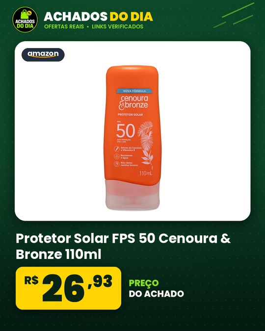 Protetor Solar FPS 50 Cenoura & Bronze 110ml