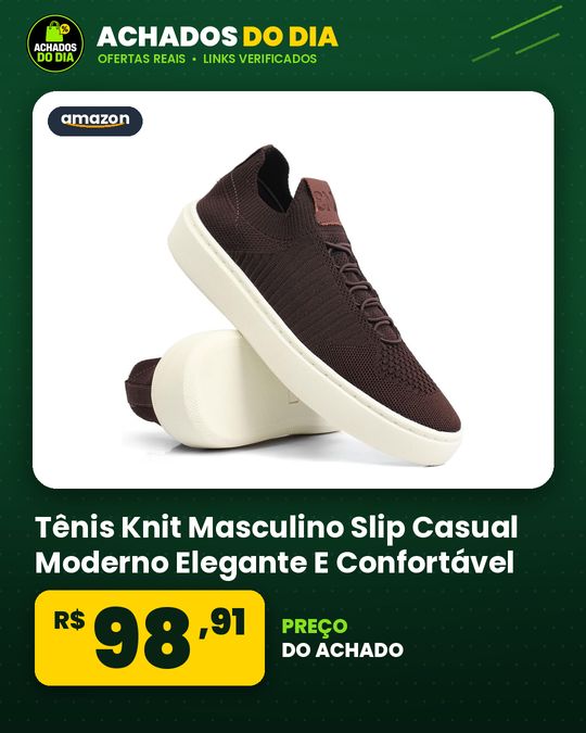 Tênis Knit Masculino Slip Casual Moderno Elegante E Confortável
