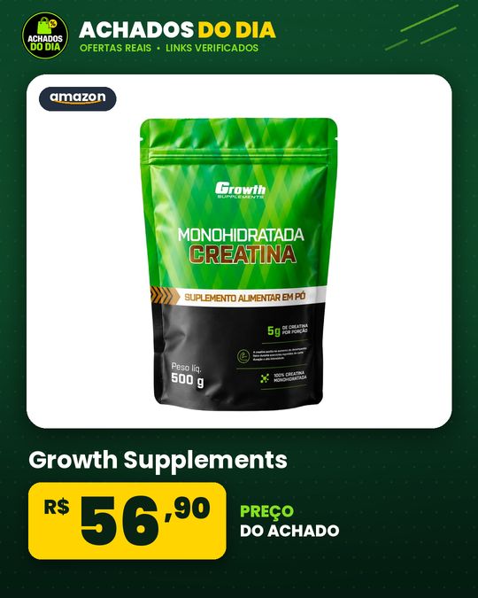 Growth Supplements - Creatina 500g Pouch Treino Musculação Dieta Alta Performance