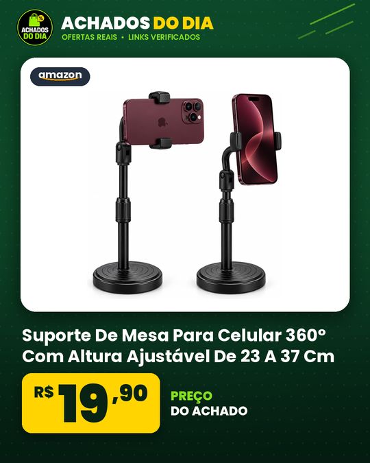 Suporte De Mesa Para Celular 360° Com Altura Ajustável De 23 A 37 Cm