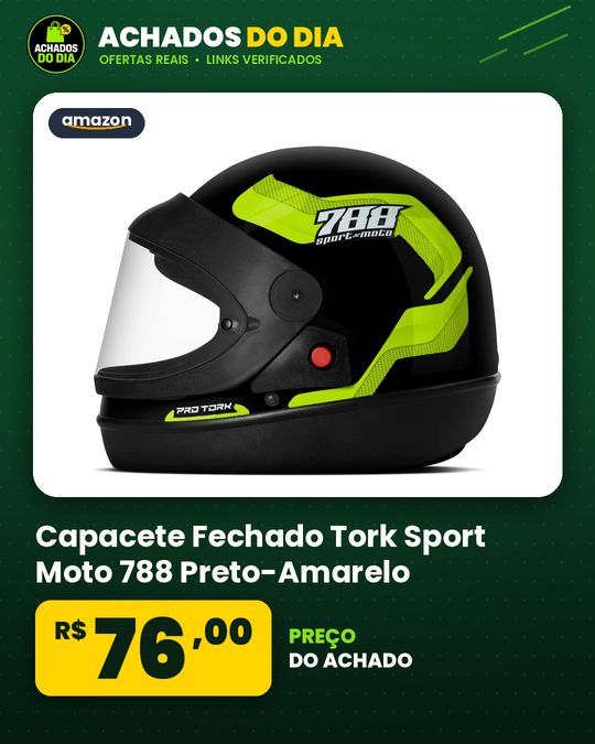 Capacete Fechado Tork Sport Moto 788 Preto-Amarelo
