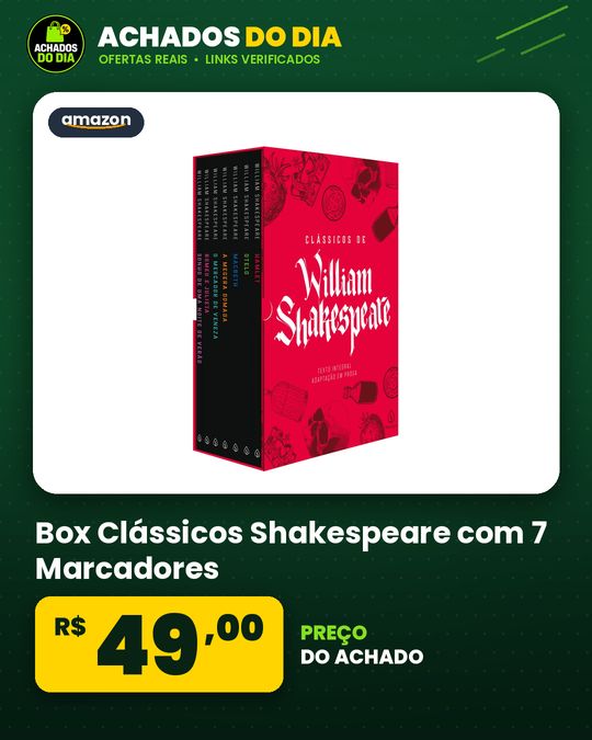 Box Clássicos Shakespeare com 7 Marcadores