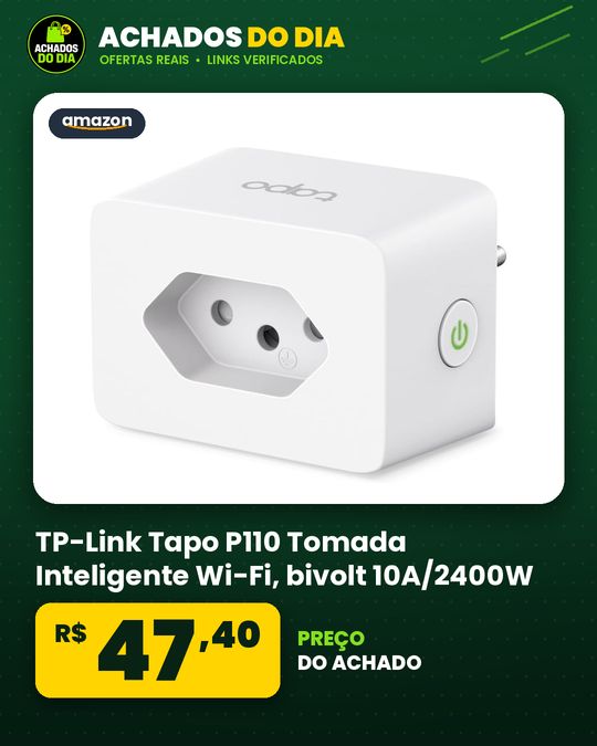 TP-Link Tapo P110 Tomada Inteligente Wi-Fi, bivolt 10A/2400W, monitoramento de energia