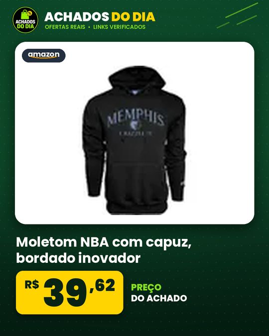 Moletom NBA com capuz, bordado inovador