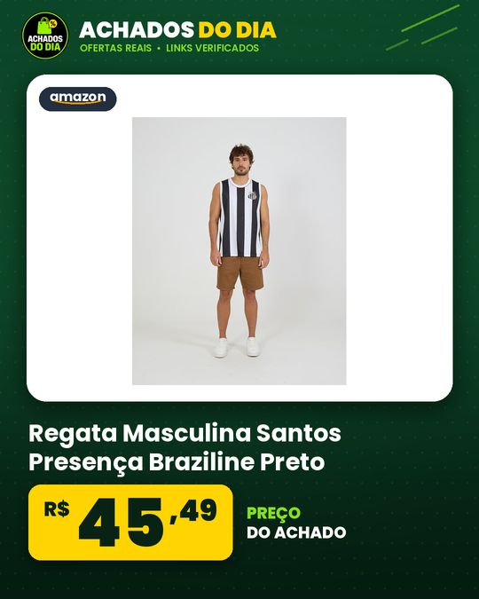 Regata Masculina Santos Presença Braziline Preto