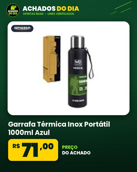 Garrafa Térmica Inox Portátil 1000ml Azul