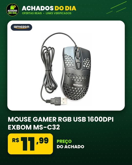 MOUSE GAMER RGB USB 1600DPI EXBOM MS-C32