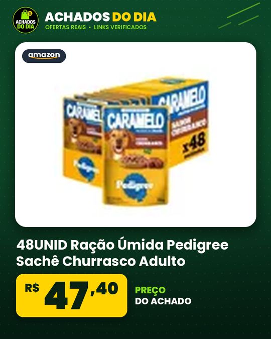 48UNID Ração Úmida Pedigree Sachê Churrasco Adulto
