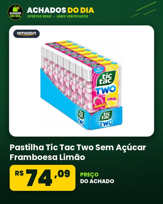 Pastilha Tic Tac Two Sem Açúcar Framboesa Limão