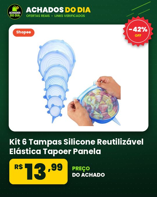Kit 6 Tampas Silicone Reutilizável Elástica Tapoer Panela - Envio Imediato