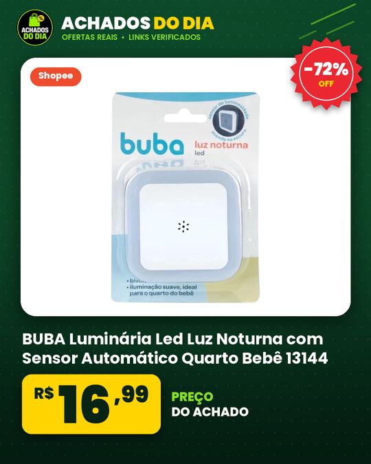BUBA Luminária Led Luz Noturna com Sensor Automático Quarto Bebê 13144