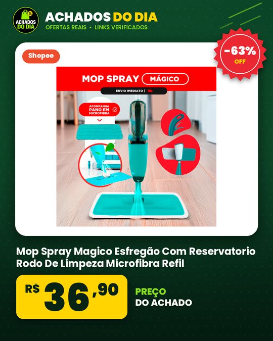 Mop Spray Magico Esfregão Com Reservatorio Rodo De Limpeza Microfibra Refil