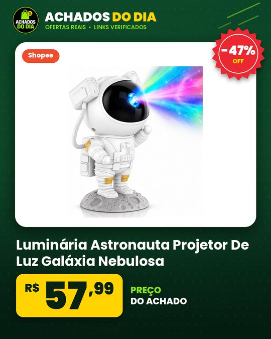 Luminária Astronauta Projetor De Luz Galáxia Nebulosa Estrelas Noturna Controle Remoto Rotação 360 Cabeça Magnética