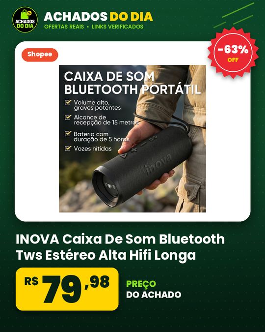 INOVA Caixa De Som Bluetooth Tws Estéreo Alta Hifi Longa Duração IPX6 Speaker Portátil Som Potente Casa Caixa Som