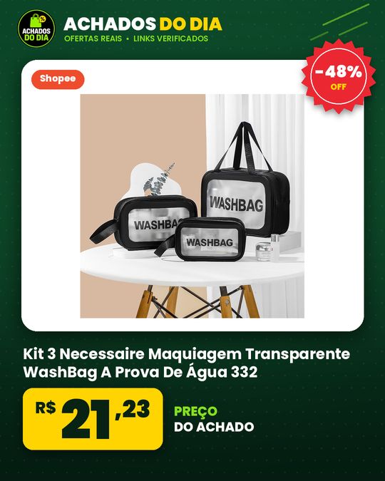 Kit 3 Necessaire Maquiagem Transparente WashBag A Prova De Água 332