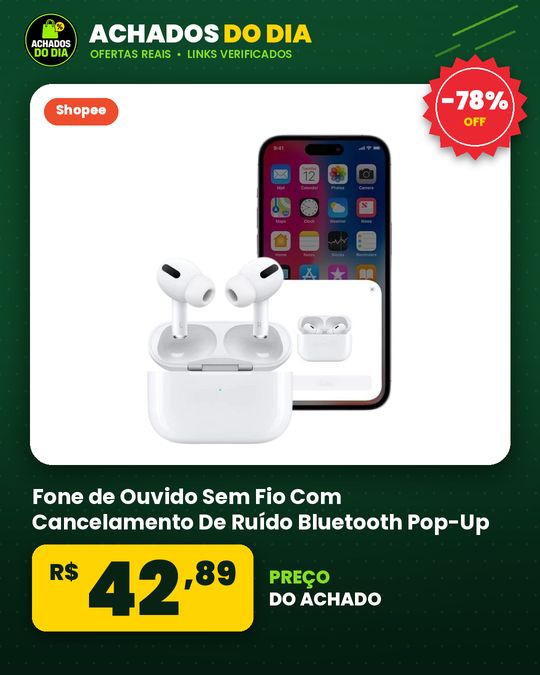 Fone de Ouvido Sem Fio Com Cancelamento De Ruído Bluetooth Pop-Up