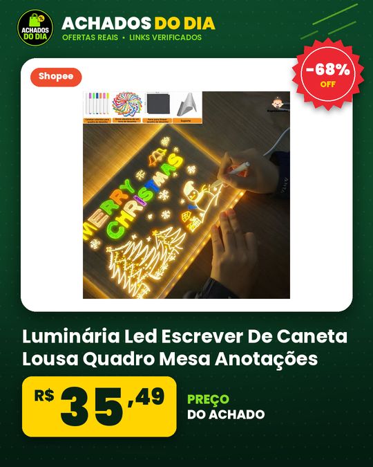 Luminária Led Escrever De Caneta Lousa Quadro Mesa Anotações