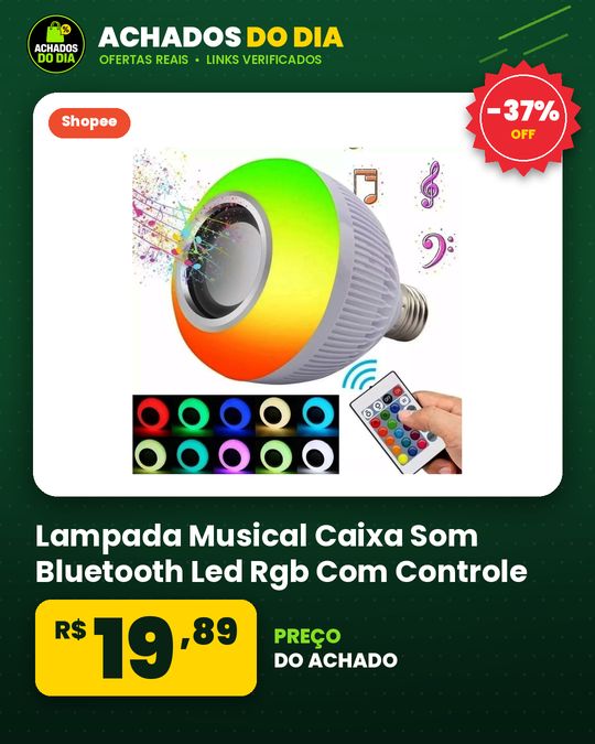 Lampada Musical Caixa Som Bluetooth Led Rgb Com Controle