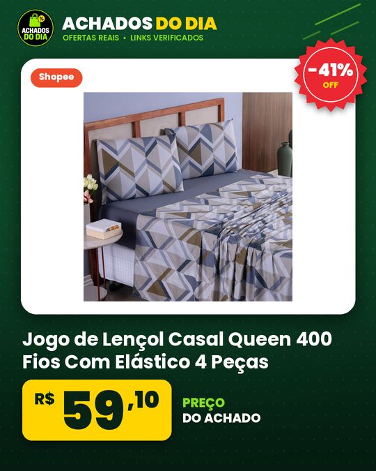 Jogo de Lençol Casal Queen 400 Fios Com Elástico 4 Peças Cama Box Super Queen, Toque Extra Macio, Anti Bolinha