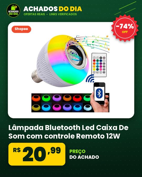Lâmpada Bluetooth Led Caixa De Som com controle Remoto 12W