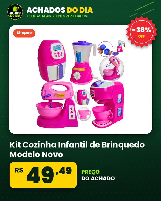 Kit Cozinha Infantil de Brinquedo Modelo Novo Eletrodomésticos Utensílios C/ 6 peças Acessórios
