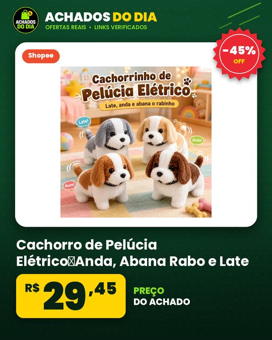 Cachorro de Pelúcia Elétrico：Anda, Abana Rabo e Late