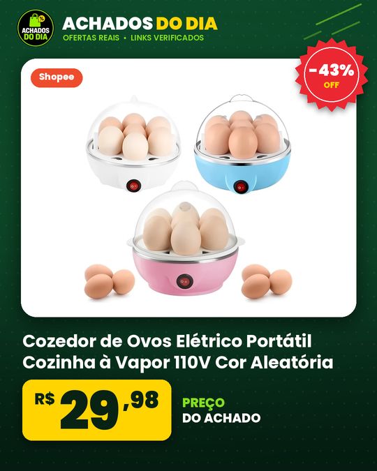 Cozedor de Ovos Elétrico Portátil Cozinha à Vapor 110V Cor Aleatória