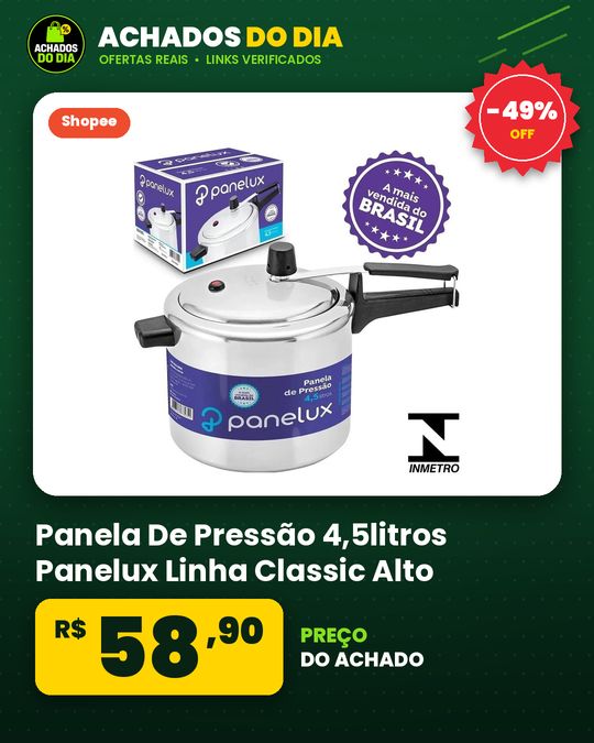 Panela De Pressão 4,5litros Panelux Linha Classic Alto Brilho A Mais Vendida Do Brasil