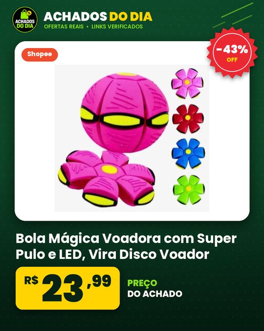 Bola Mágica Voadora com Super Pulo e LED – Vira Disco Voador, Brinquedo Infantil Divertido