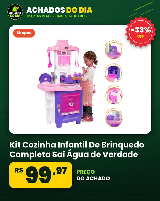 Kit Cozinha Infantil De Brinquedo Completa Sai Água de Verdade