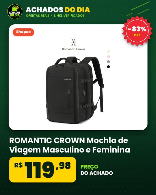 ROMANTIC CROWN Mochla de Viagem MascuIino e Feminina ImpermeaveI Reforçada Executiva para Notebook