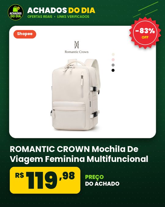 ROMANTIC CROWN Mochila De Viagem Feminina Multifuncional Impermeável Reforçada Expansível para Trilha Esportiva
