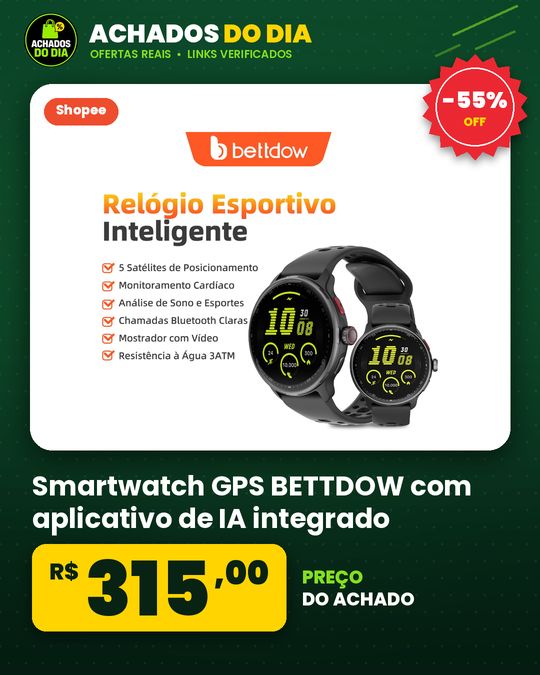 Smartwatch GPS BETTDOW com aplicativo de IA integrado, 100 modos esportivos