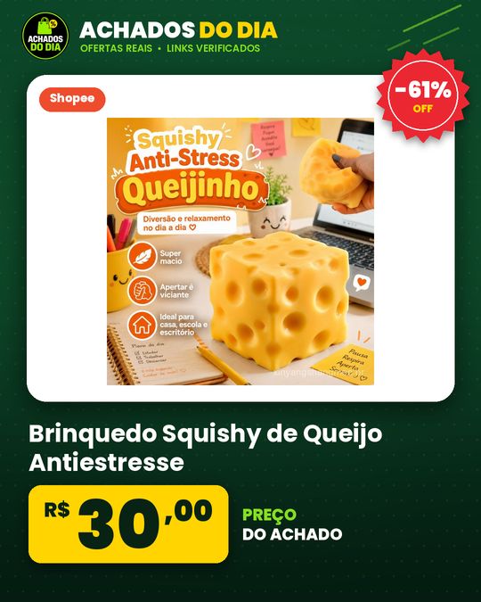 Brinquedo Squishy de Queijo Antiestresse, Bloco Macio para Apertar, Brinquedo Sensorial