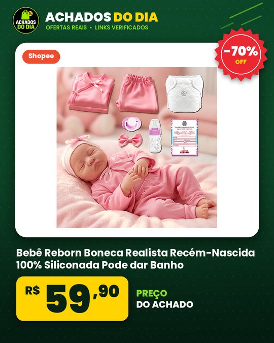 Bebê Reborn Boneca Realista Recém-Nascida 100% Siliconada Pode dar Banho