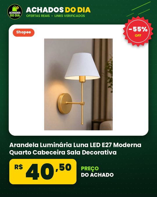 Arandela Luminária Luna LED E27 Moderna Quarto Cabeceira Sala Decorativa