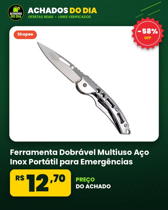 Ferramenta Dobrável Multiuso Aço Inox Portátil para Emergências