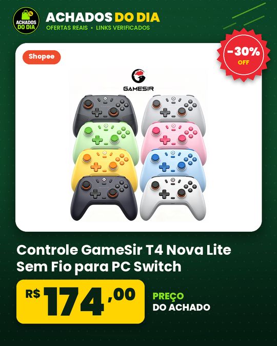 Controle GameSir T4 Nova Lite Sem Fio para PC Switch Android iOS Celular Steam com Hall Effect