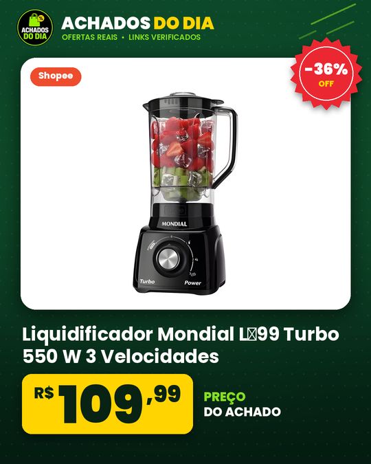 Liquidificador Mondial L‑99 Turbo 550 W 3 Velocidades